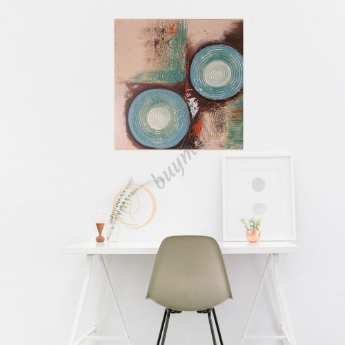 Hand Painted Blue Circles Abstract Art Decor