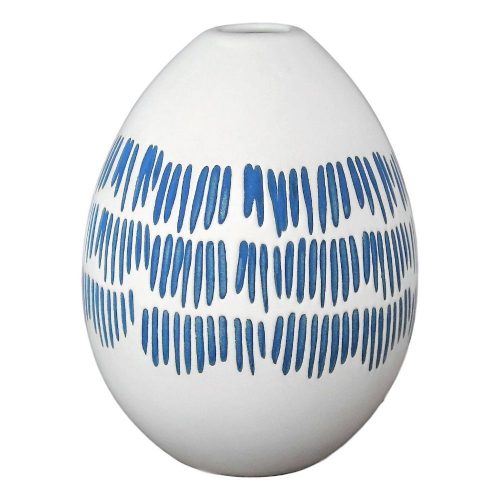 Blue Tribal Tear Drop Ceramic Vase