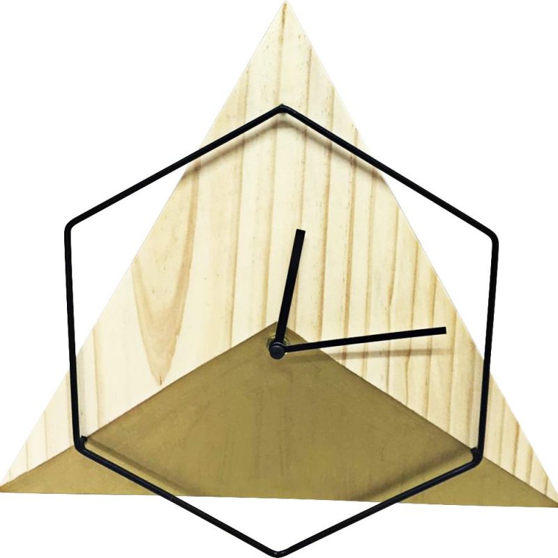 Hexagonal Triangle Wood wall clock