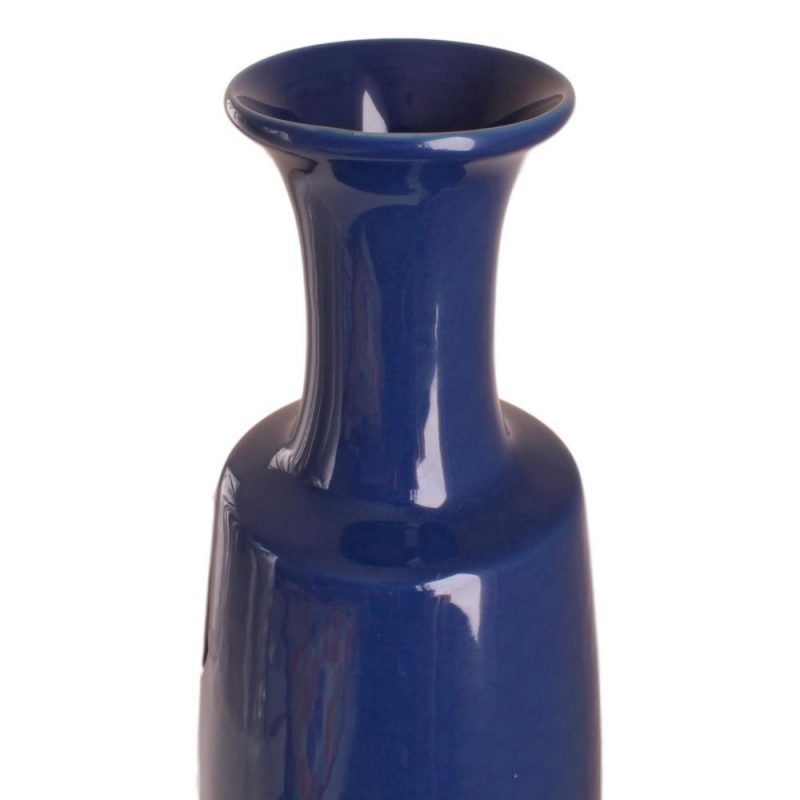 Tall Navy Blue Ceramic Floor Vase 41cm Dalisay