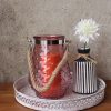 Pink Hurricane Glass Pattern Candle Holder (2)