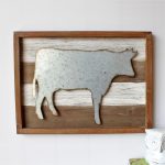 Rustic Metal Cow Wooden Wall Art 40cm