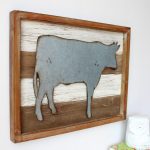Rustic Metal Cow Wooden Wall Art 40cm (2)