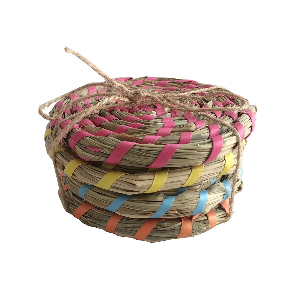 Colourful Rattan Drink Coasters Set of 4 Dalisay