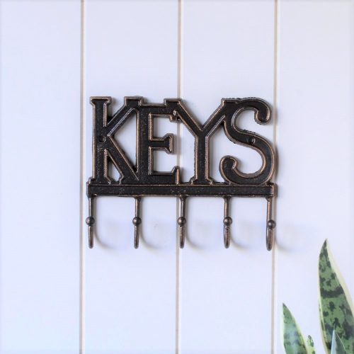 5 Hooks Rustic Metal Key Rack Holder