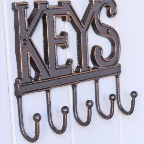 5 Hooks Rustic Metal Key Rack Holder