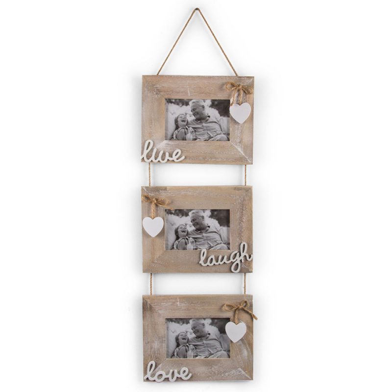 3 In 1 Hanging Wooden Love Hearts Multi Photo Frame Dalisay