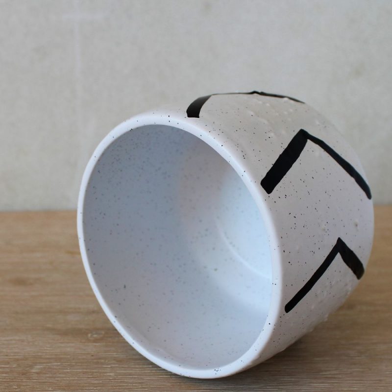 Black White Aztec Terracotta Pot Planter 10cm Dalisay