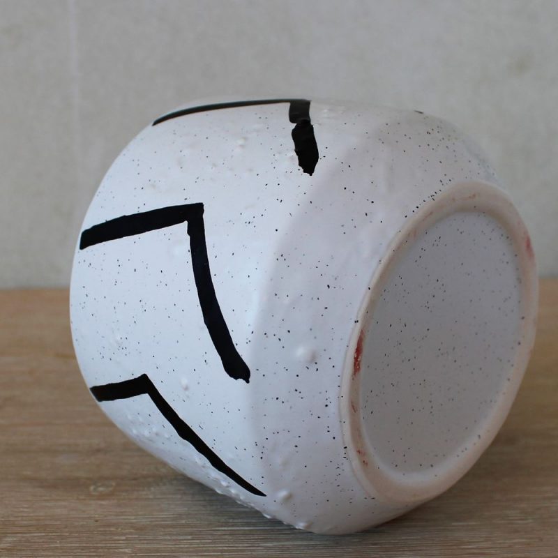 Black White Aztec Terracotta Pot Planter 10cm Dalisay