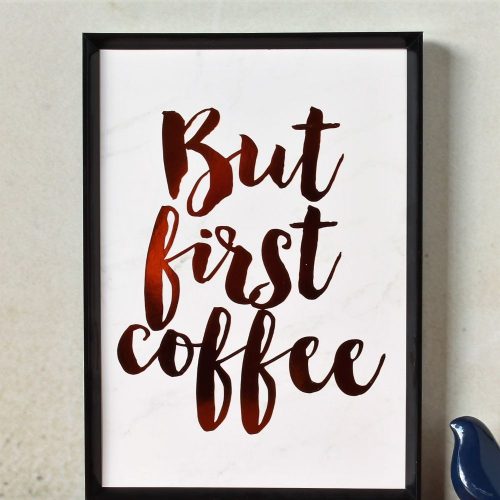 But First Coffee Copper Foil Marble Art Print