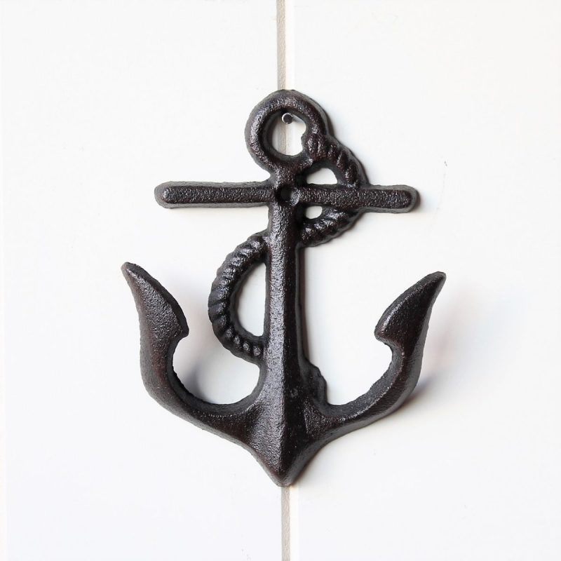 Cast Iron Anchor Key Holder With 2 Hooks