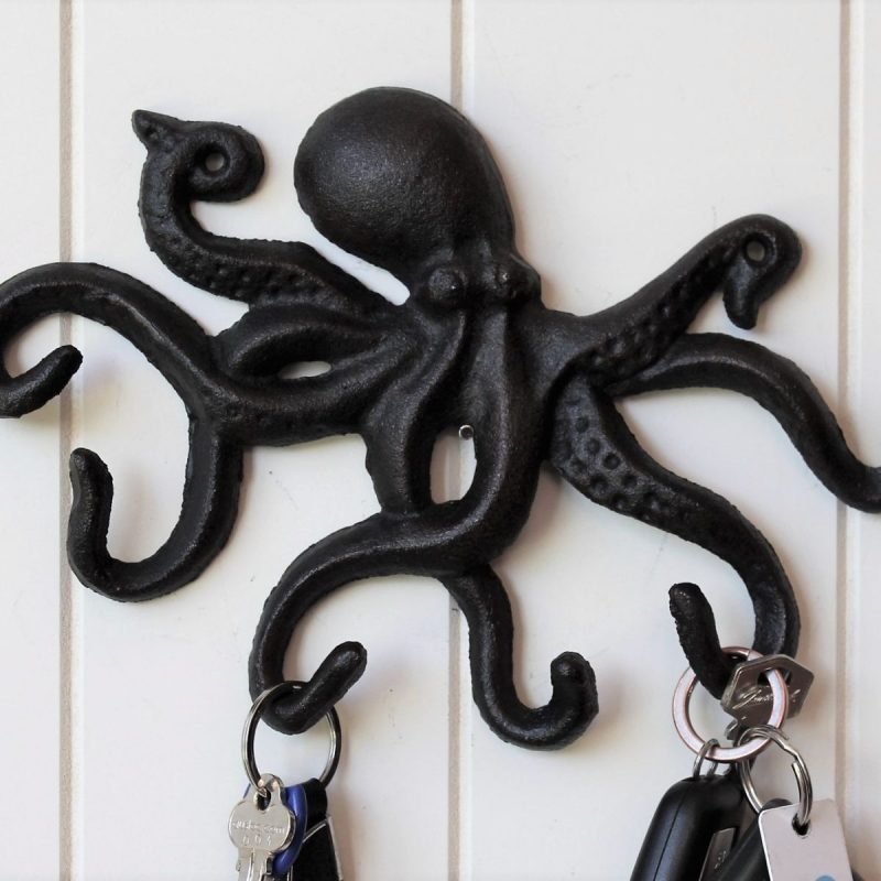 Cast Iron Octopus Key Holder With 6 Hooks