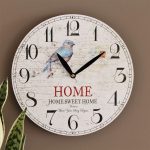 Hamptons Blue Bird Wooden Wall Clock 28.8cm