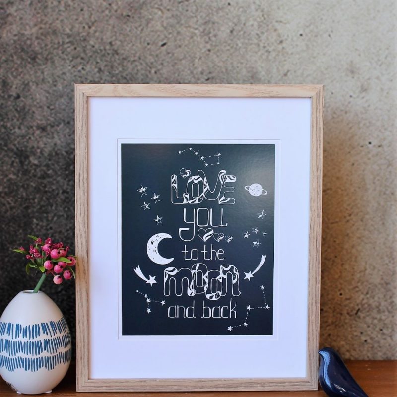 Love you to moon and back A4 Wall Art Print
