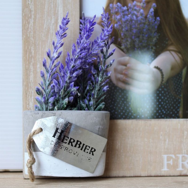 French Vintage Wooden Photo Frame With Lavender Pot