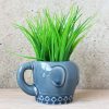Glossy Blue Elephant Ceramic Pot Planter