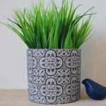 Black And Grey Mandala Terracotta Pot Planter 13 cm