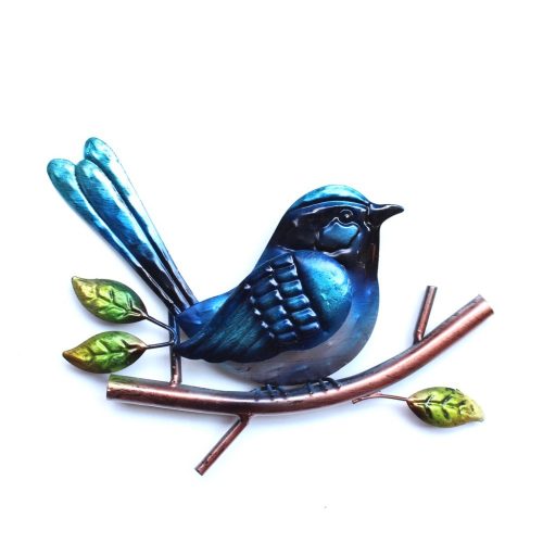 Blue Wren Bird Metal Wall Art