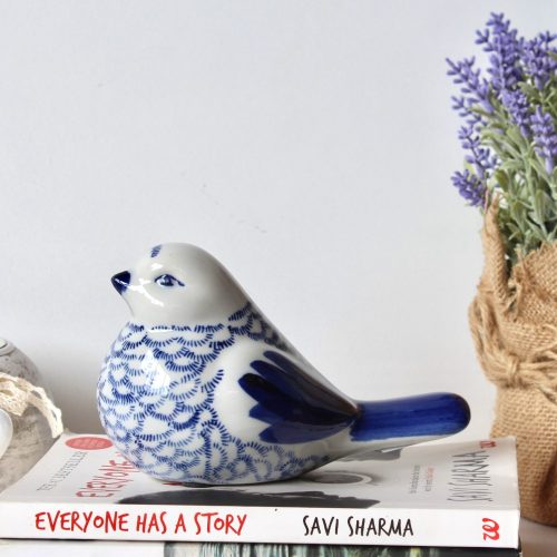 Big Hamptons Ceramic Glossy Blue Bird Figurine