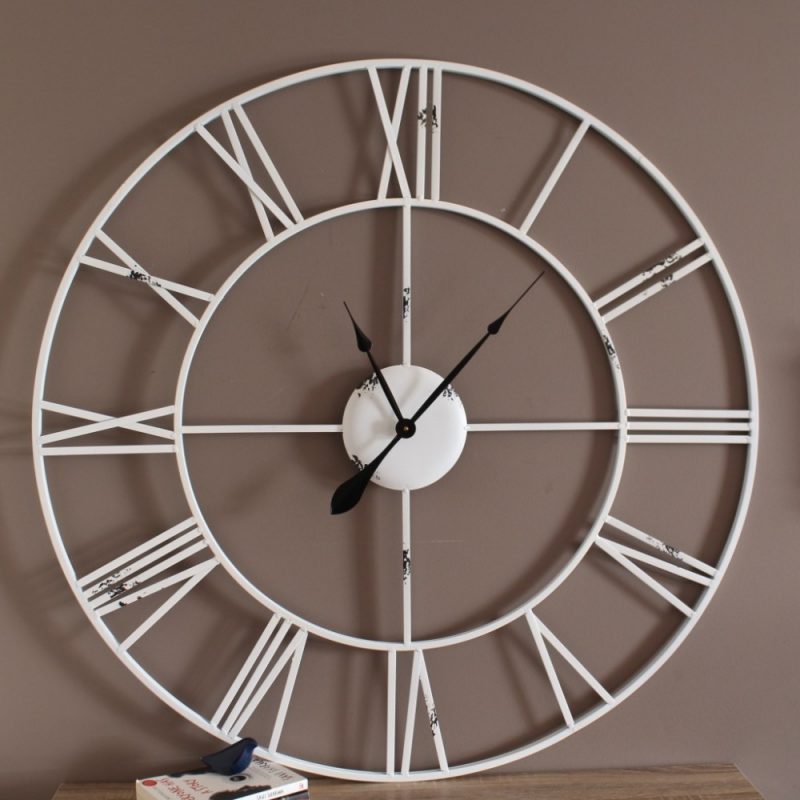 Large 105cm Vintage Metal Frame Wall Clock