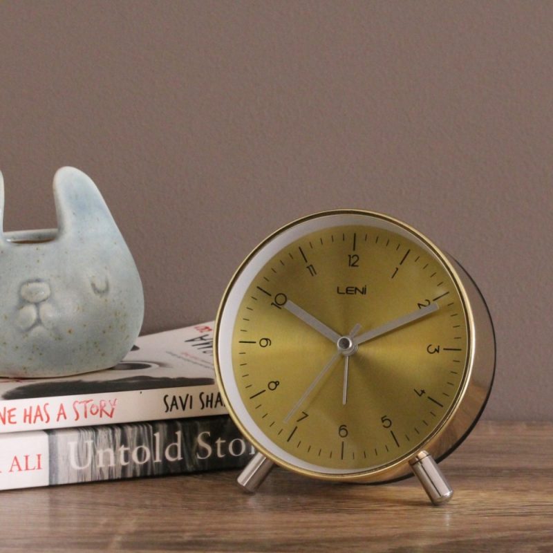 Modern Gold Metal Leni Table Alarm Clock