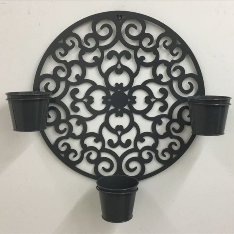 3 In 1 Black French Country Scroll Metal Pot Planter 3 In 1 Black French Country Scroll Metal Pot Planter