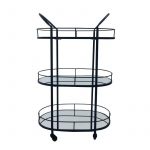 3 Tier Metal Black Mirror Drinks Trolley Bar Cart