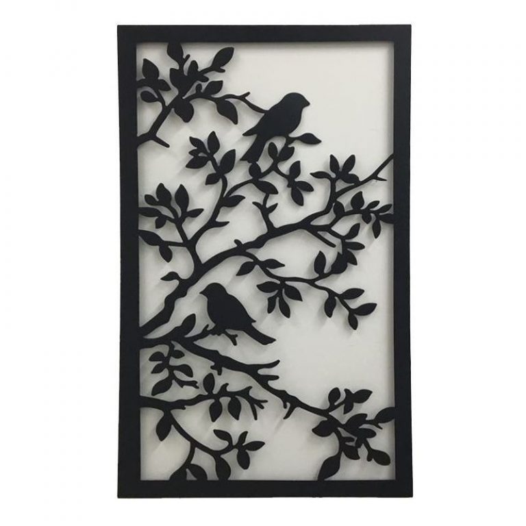 Black Birds On Tree Large Laser Cut Metal Wall Art