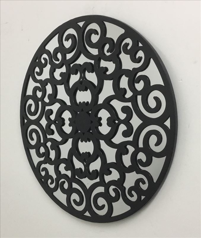 Black Tin French Country Scroll Mirror Metal Wall Art 60 Cm