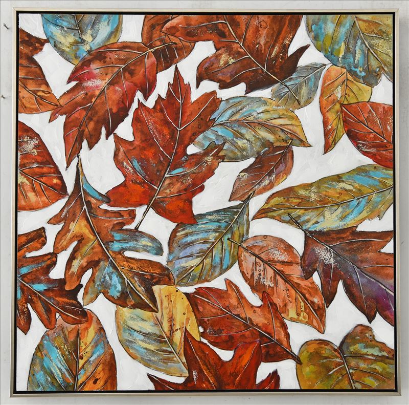 Falling Autumn Leaves Framed Canvas Print Wall Art
