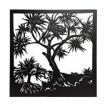 Large Black Framed Tropical Forest Metal Wall Art