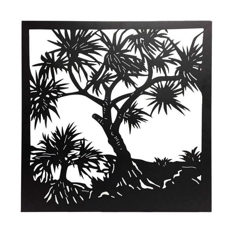 Large Black Framed Tropical Forest Metal Wall Art