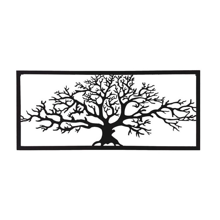 Large Black Framed Winter Tree Of Life Metal Wall Art
