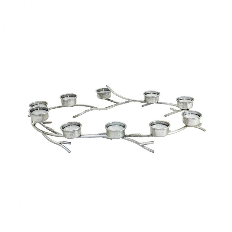 Large Silver Metal Twig 10 Tea Light Candle Holder Dalisay