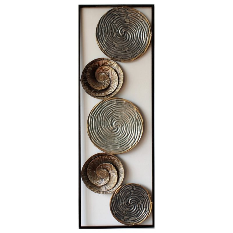 Twirly Abstract Circles Metal Framed Vertical Wall Art 90 Cm Dalisay
