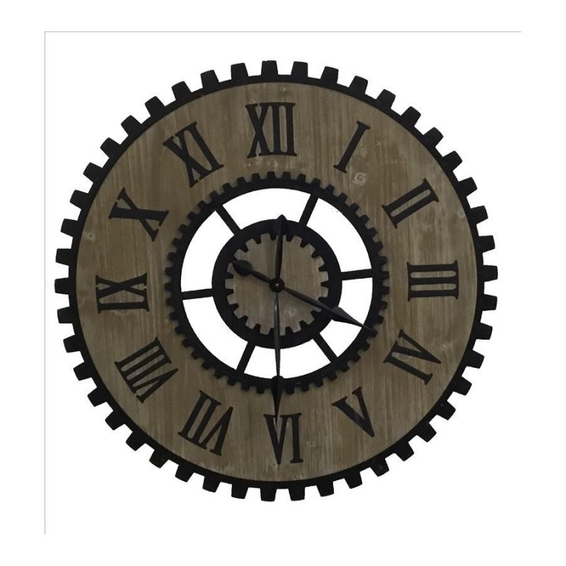 X Large Industrial Style Metal Timber Wall Clock