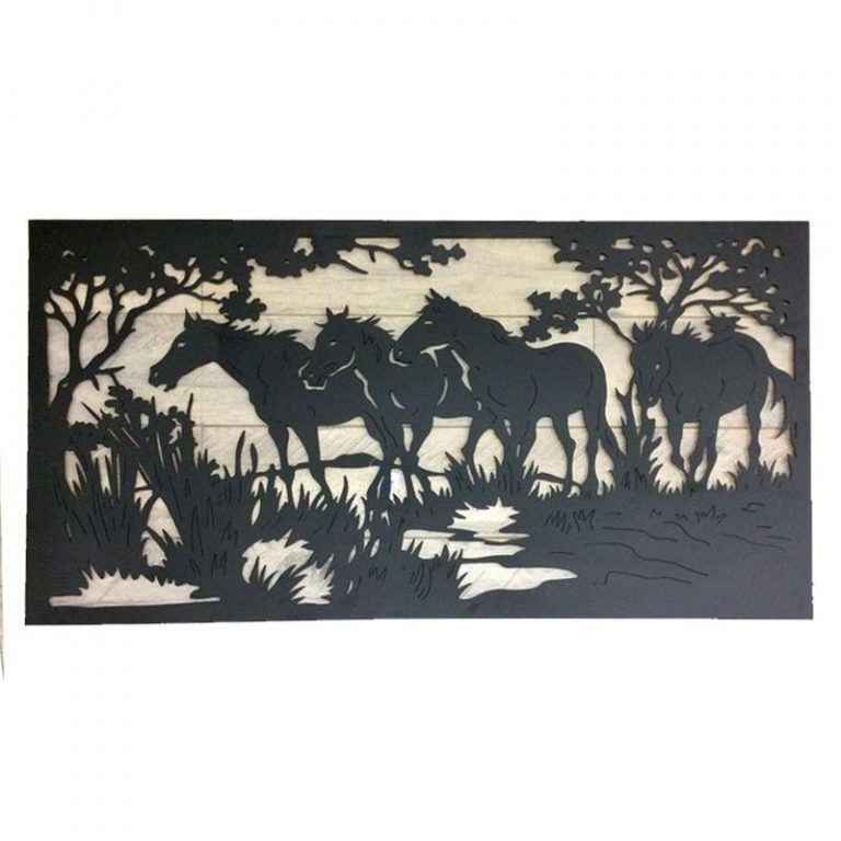 Large Black Horses Laser Cut Metal Wall Art