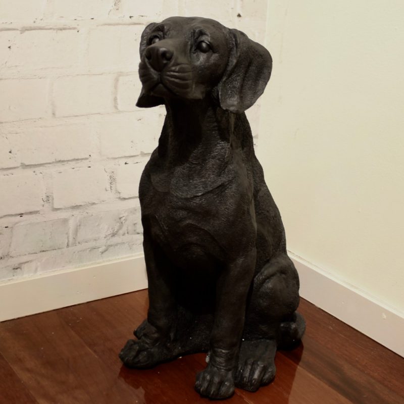 Tall Matt Black Dog Puppy Resin Statue Figurine 50 Cm | Dalisay