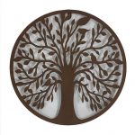 Birds On Tree of Life Round Rustic Metal Wall Art