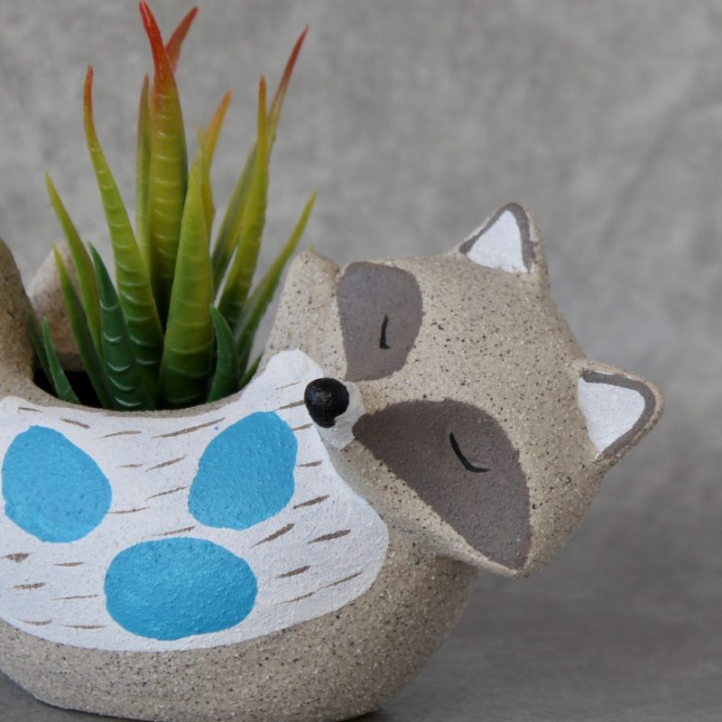 Blue and White Ceramic Sand Fox Pot Planter
