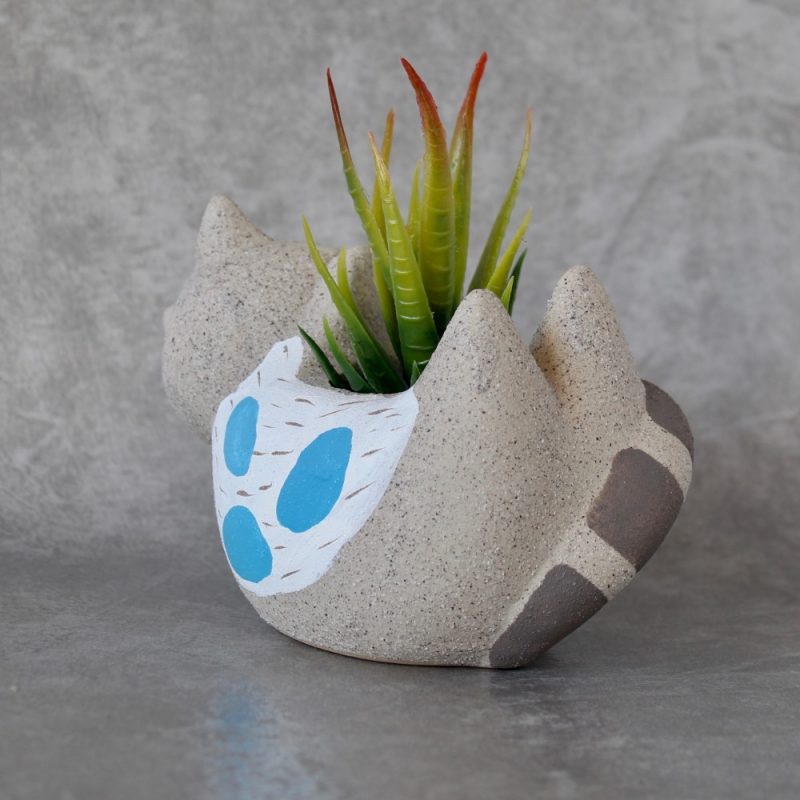 Blue and White Ceramic Sand Fox Pot Planter