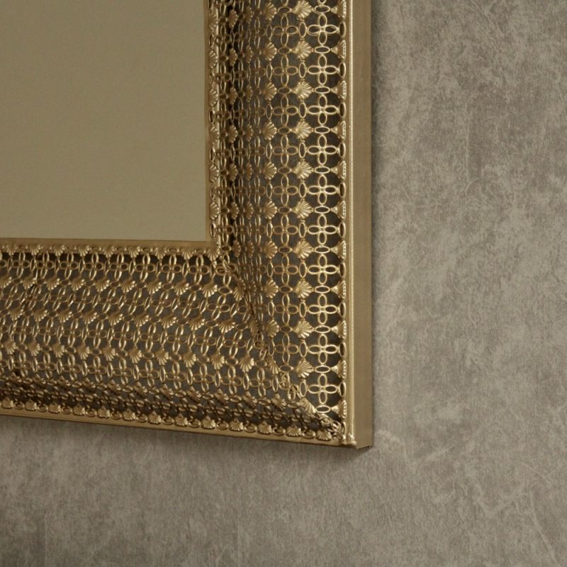 Large Gold Moroccan Rectangle Wall Hanging Mirror 60x90cm