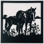 Mother and Baby Horse Metal Wall Hanging Art