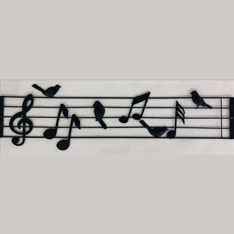 Large Musical Birds On String Hanging Metal Wall Art