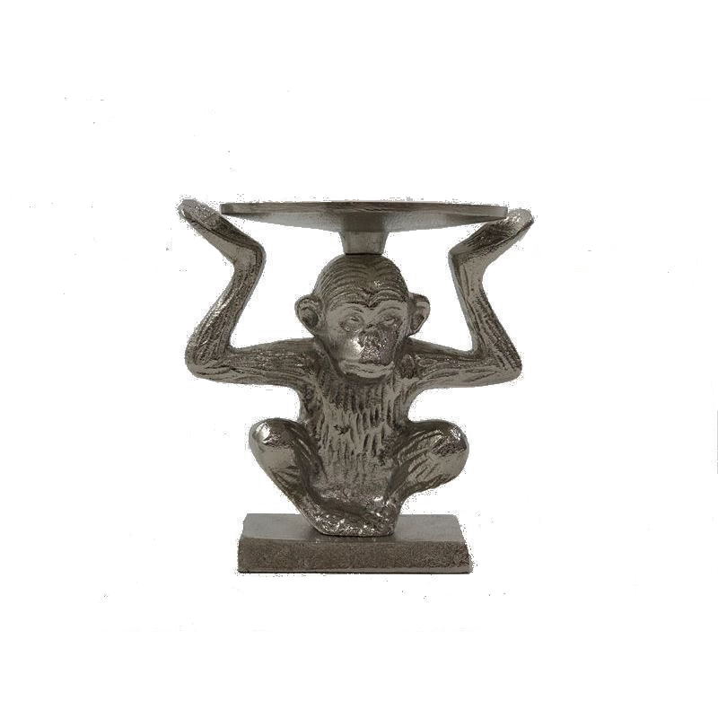 Silver Monkey Metal Pillar Candle Holder