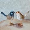 Blue and Brown Wren Bird Figurine