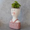 Coral Girl Face Head Concrete Pot Planter