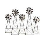 Distressed Brown 5 Windmill Metal Wall Art