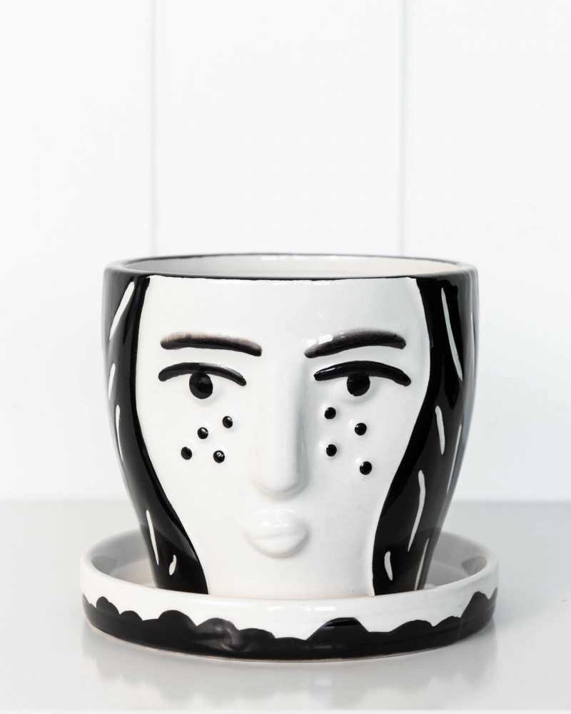 Girl Ceramic Planter with Saucer