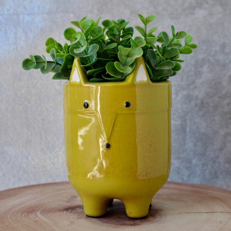 Green Fox Ceramic Pot Planter
